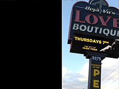 tasia's first billboard showcasing naked yoga poses in an erotic setting