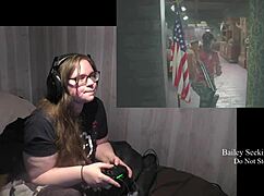 Fat BBW with tattoos and piercings rips clothes. Intense emotions in monster game fetish