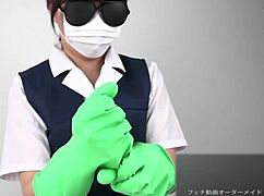 Bold Latex Glove Handjob by Asian Beauty