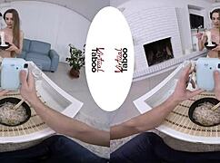 In this virtual taboo adventure, a brunette gets her ass fucked POV with a cock too big for her tight hole.
