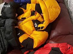 I messed up the north face baltoro leather sofa fun with four down jackets