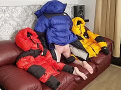 I messed up the north face baltoro leather sofa fun with four down jackets