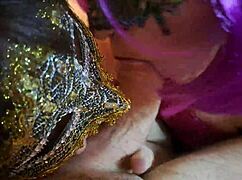 kimberly lewis and her friend in high heels give a double edging blowjob to a lucky guy and lick his cum in 4k