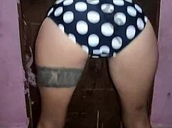 Latina Amateur Flashes Tits and Ass in Swimsuit