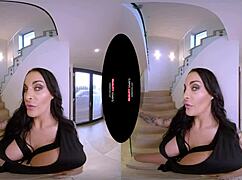 German milf with huge boobs rides in vr pov. She licks and fucks hard.