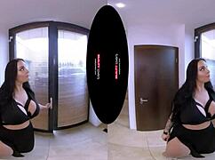 German milf with huge boobs rides in vr pov. She licks and fucks hard.