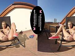 Sarah Kay moans while masturbating in VR