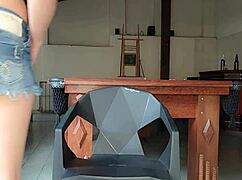 Latina Slut Licks Brazilian Toes on Desk by Pool in Detailed Foot Fetish Scene