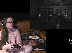 Naked Brunette Plays Game With Exposed Ass And Tits Part 3