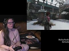 Naked Brunette Plays Game With Exposed Ass And Tits Part 3