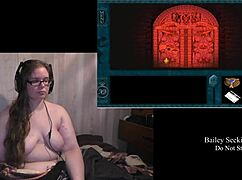 Naked brunette plays through royal tower with tattoos and piercings