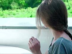 Busty Russian babe Ethelle slowly undresses in a softcore Metart solo, revealing her natural shaved body.