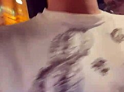 Being watched on the vegas strip, she begs for cum during a public blowjob.