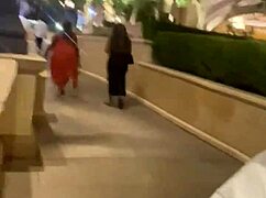 Being watched on the vegas strip, she begs for cum during a public blowjob.