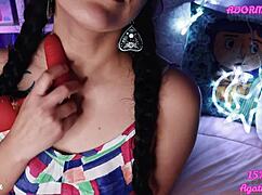 Agatha Dolly unboxes toy for intense double pleasure orgasm