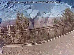 Rush and Lia splash in outdoor shower, hardcore couple action with stockings and teen lovers.