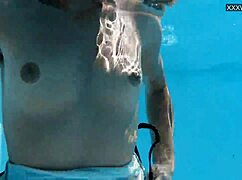 Beautiful blonde zazie skymm swims nude underwater with friends 😍