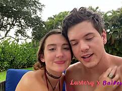 the neighbors watch as pawg teen bailey base gives sloppy deepthroat in bikini