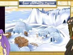 katara strokes cock in avatar four elements trainer, spilling cum on boobs for facial orgasm