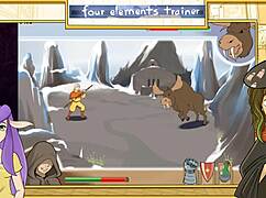 katara strokes cock in avatar four elements trainer, spilling cum on boobs for facial orgasm