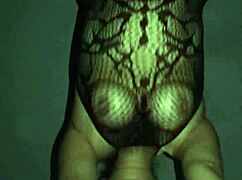 Chubby Mexican Wife's Big Tits Bounce in Fishnets for Voyeur.