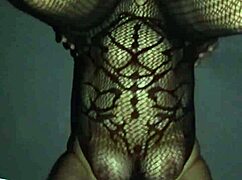 Chubby Mexican Wife's Big Tits Bounce in Fishnets for Voyeur.