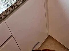 Spanish redhead slut fucks and sucks in the kitchen