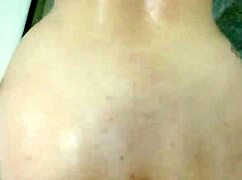 Milf gives blowjob bent over and makes him cum fast in bathroom