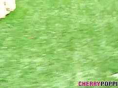 Busty teen flashing her big tits outdoors