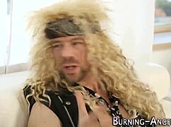 tat whore receives a messy cum facial from the group.