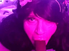 Leashed Slut Sucks Deep In The Garage, Making Him Cum