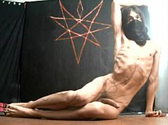 bearded lady teases with feet and cock