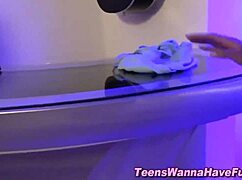 Cosplaying teen 18+ receives facial