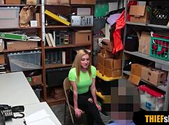 A petite blonde teen thief gets caught and roughly fucked doggystyle in the reality scene.
