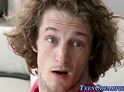 I watch this ethnic teen 18+ get creampied after blowjob and handjob