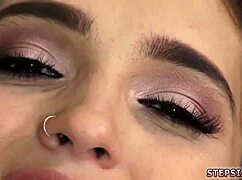 Teen hazing first time sucking stepbros banana with intense hardcore action