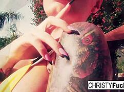 Hot Christy Mack masturbates her big tits in the shower 😍