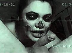 Mature blowjobs lead to premature cum in mouth for spooky halloween compilation with flashing warning.