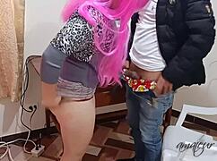 La secretaria latina tetona gets her ass fucked hard by her boss at work, surprised by his huge cock size