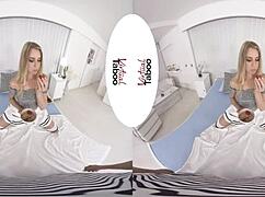 Blonde Gives POV Blowjob and Handjob to Shaved Pussy Boy