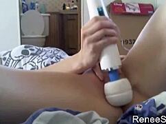 Reneesakuya massages her clit with huge vibrator