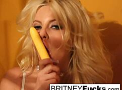 Blonde Woman In Retro Outfit Teases And Performs Solo