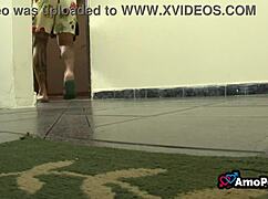 Latina beauty in lingerie gives blowjob to big cock pornstar with big ass envy