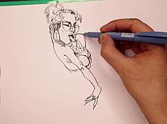 Porn artist sketches sexy girls with big tits and ass