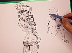 Porn artist sketches sexy girls with big tits and ass