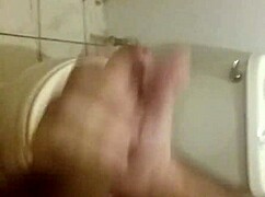 Slow stroking of big monster cock during detailed masturbation session