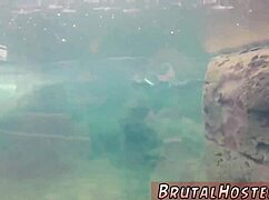 Teen masturbates underwater in sexy youthful bondage