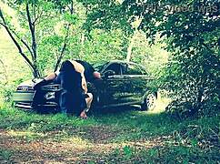 She asked me to clean her ass in public outdoor rimjob