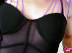 tgirls xxx flaunting the full package with tattoos and blue eyes