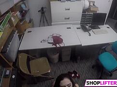 Teen shoplifter gets punished with a big cock at work 😏